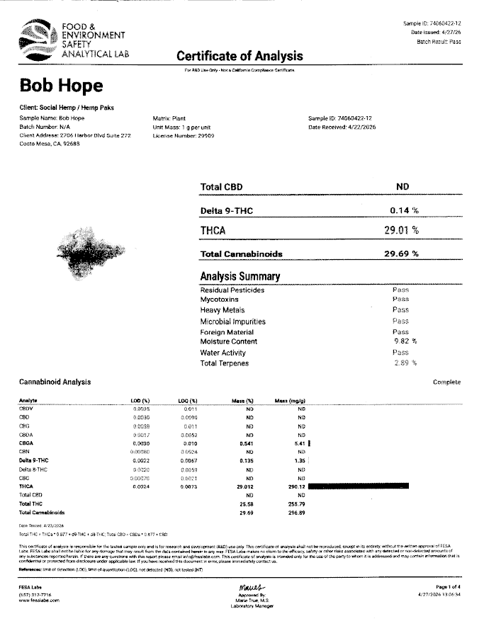 🎬 Bob Hope THCa Flower – 29.01% THCa | Premium 28G Ounce 🌿🍋🔥