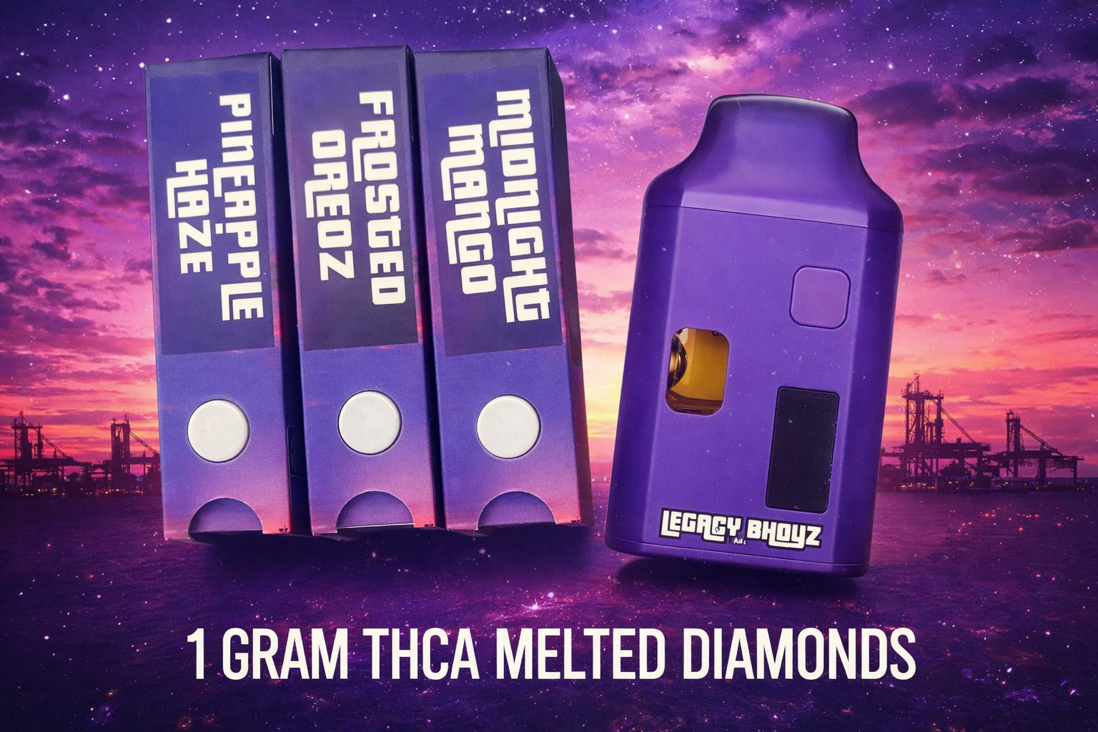 Legacy Bhoyz 1g THCa Melted Diamonds Disposable Vape | Pineapple Haze • Frosted Oreoz • Midnight Mango | Lab Tested