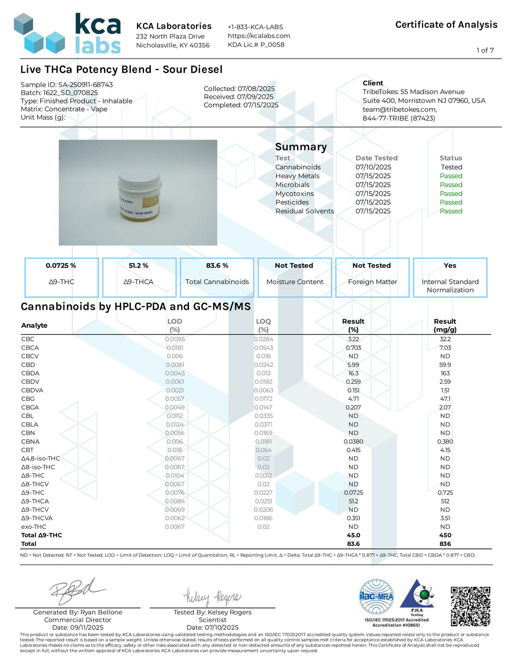 THCa Carts | Live Resin THCa Vape Cart - Sour Diesel (1.0 mL)[Sativa]