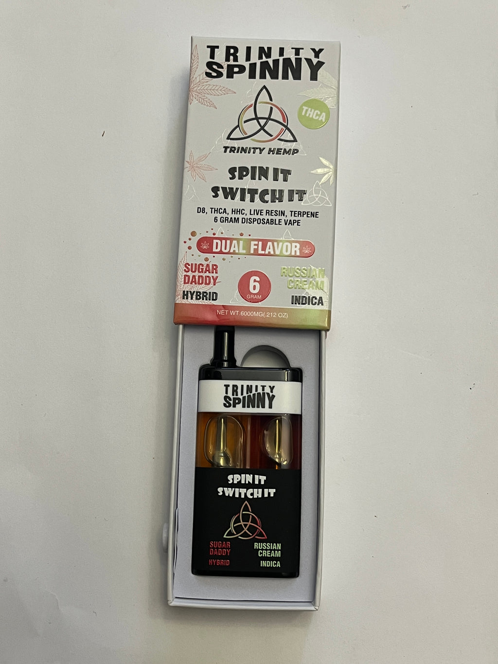 Trinity Spinny Dual Flavor 6 Gram Vape - Sugar Daddy(Hy)/Russian Cream(I)