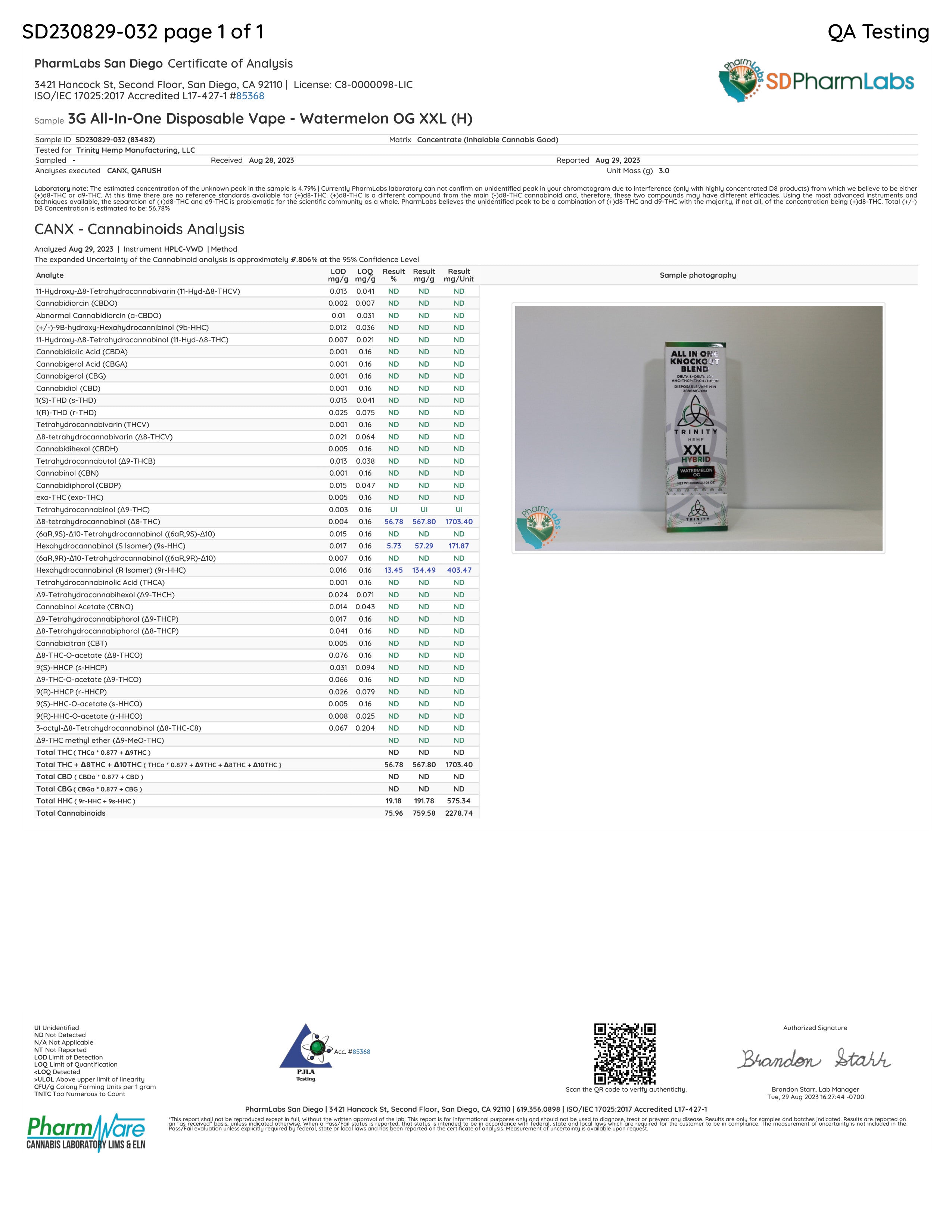 Trinity MEGA XXL 3 gram Disposable Vape - WATERMELON OG (Hybrid)