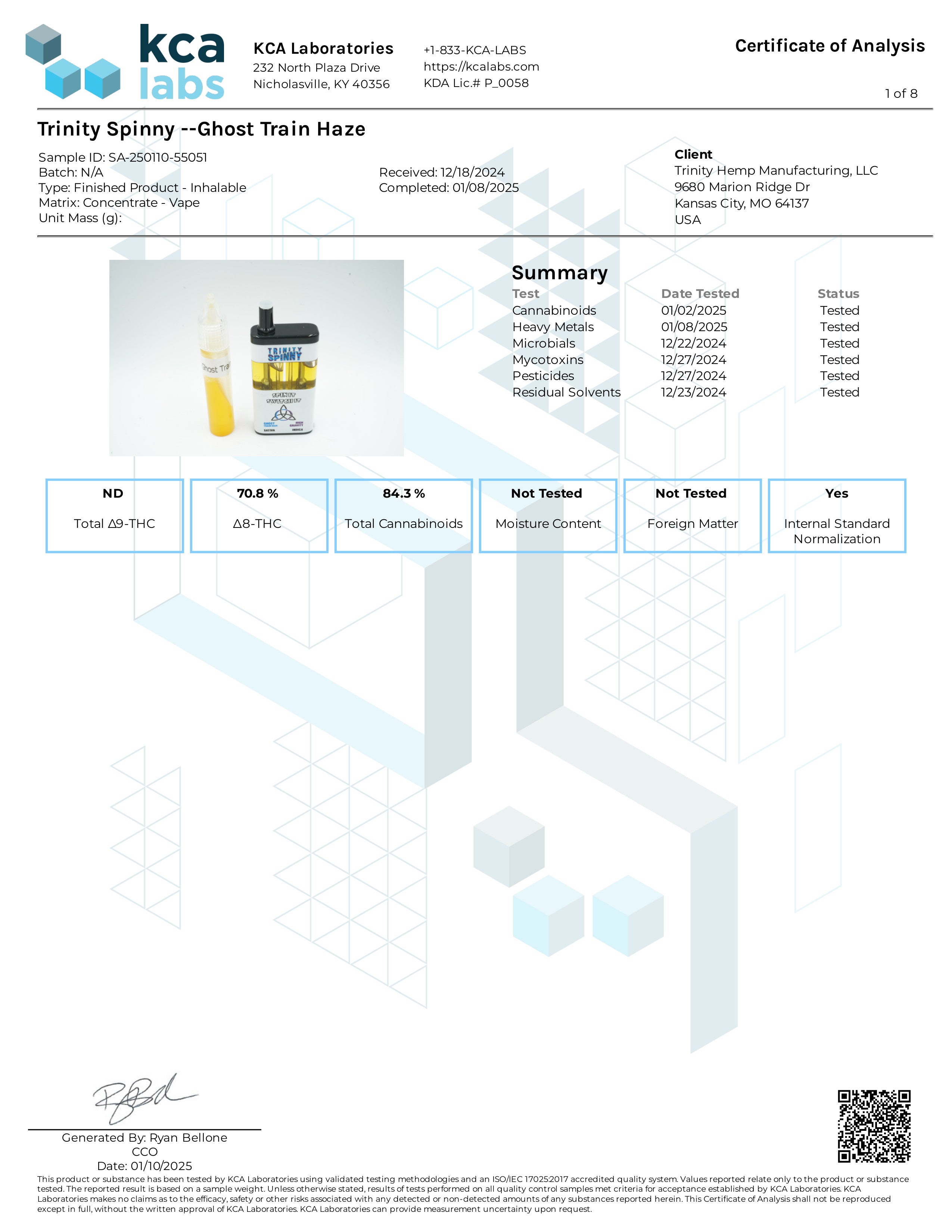 Trinity THCP RESIN 6 gram Disposable - Ghost Train Hazez (S) x High Gravity (I)