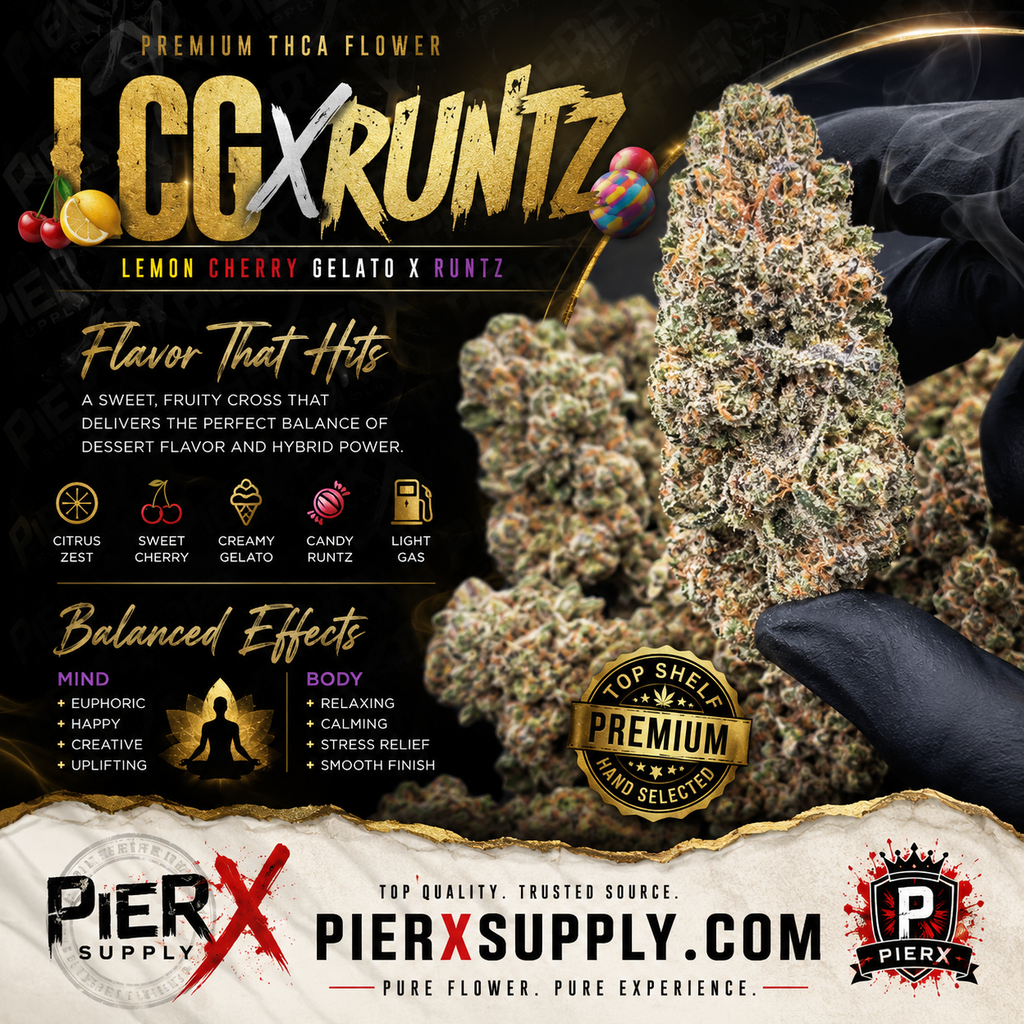 🍋🍒 LCG x Runtz THCa Flower | Lemon Cherry Gelato x Runtz | Premium Hybrid | 28g / QP