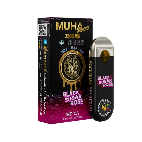 Muha Meds Black Sugar Rose 3.5g Live Resin Disposable 🌹🍬 | 3.5ML Vape | Floral Candy Terps | Premium
