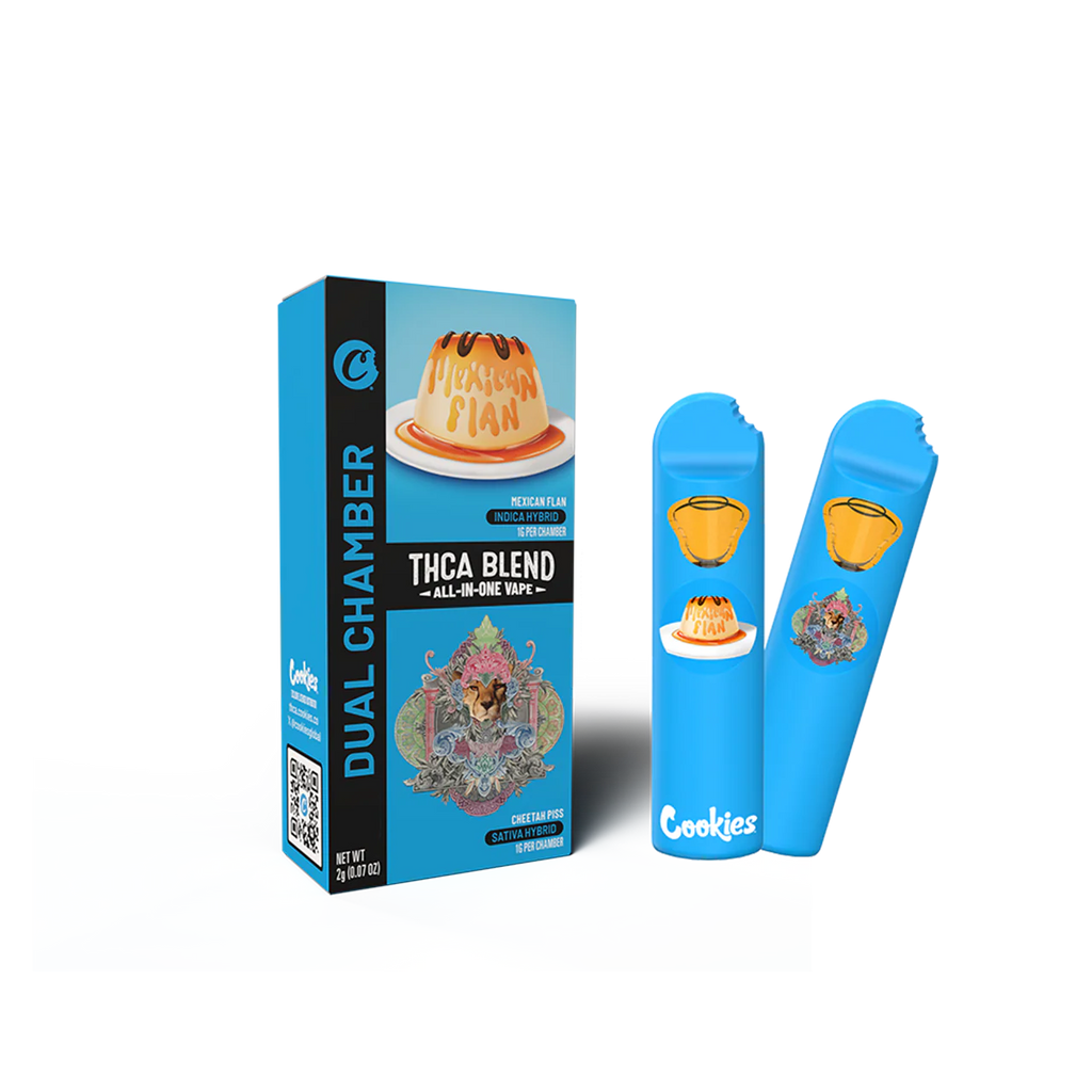 COOKIES DUAL CHAMBER 2G THCA BLEND DISPOSABLE MEXICAN FLAN x CHEETAH PISS