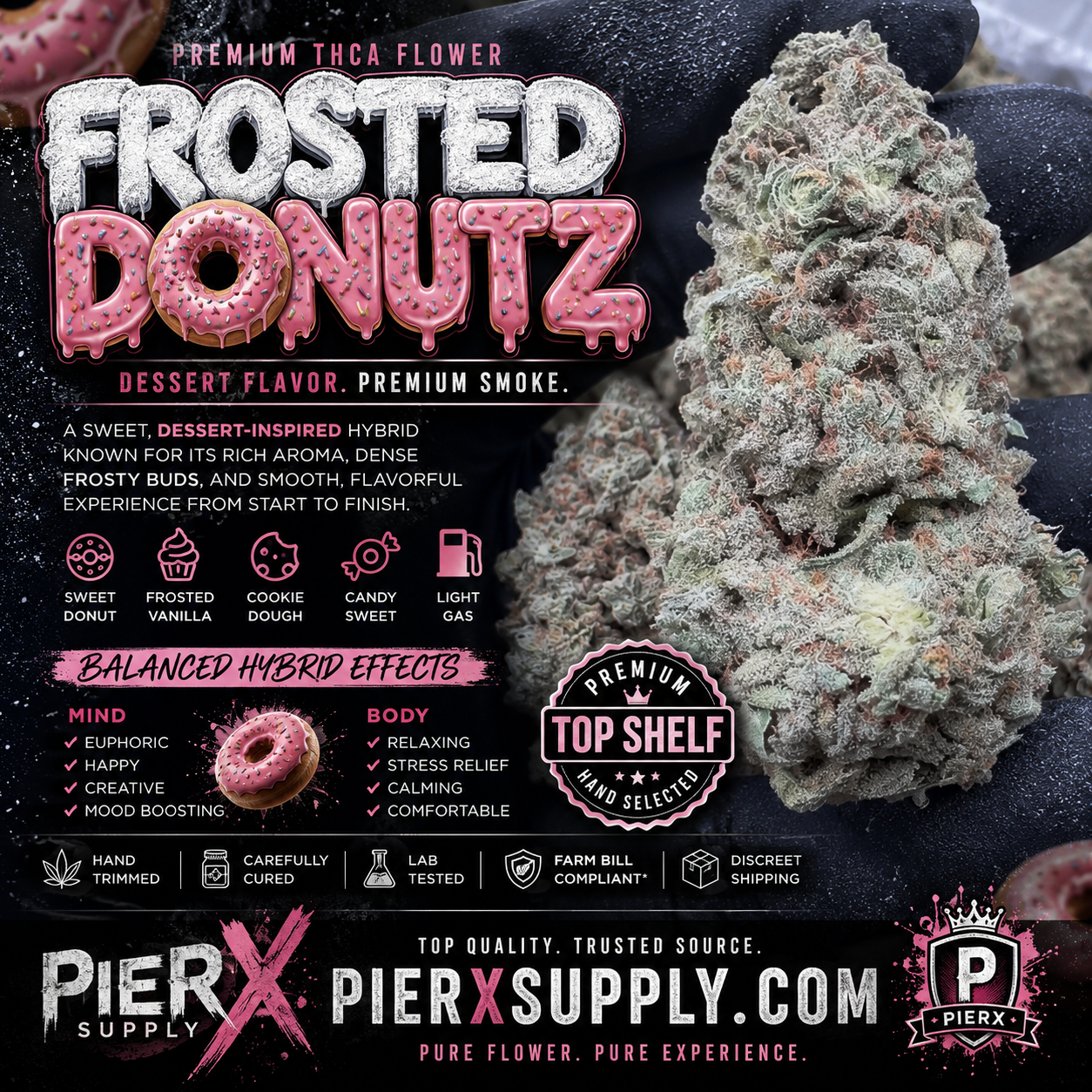 🍩 Frosted Donutz THCa Flower (28g or QP)| Premium Hybrid Flower | Sweet Dessert Terpenes