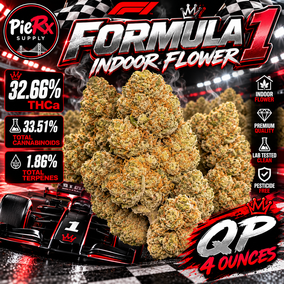 🏎️ Formula 1 Indoor THCa Flower – 32.66% THCa | Premium QP 🌿🔥