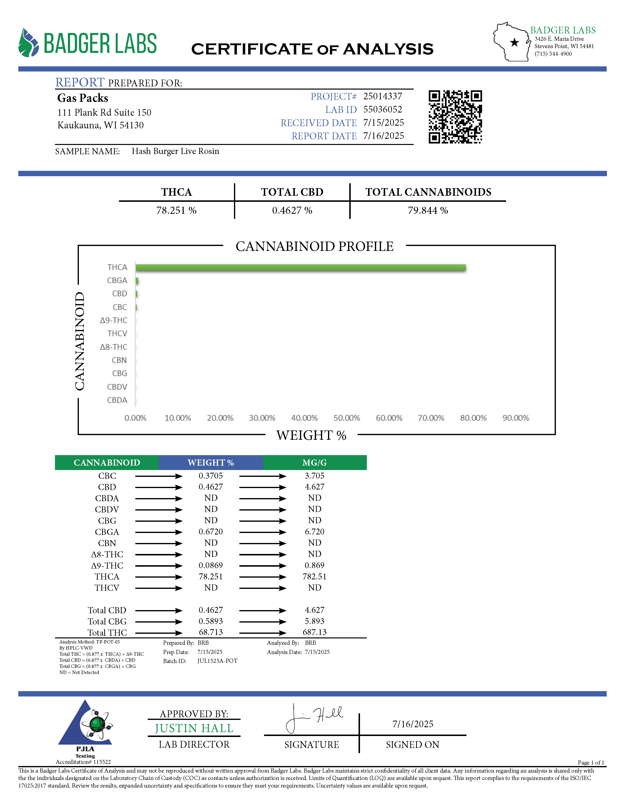 Gas Packs Live Rosin Pen 0.5g
