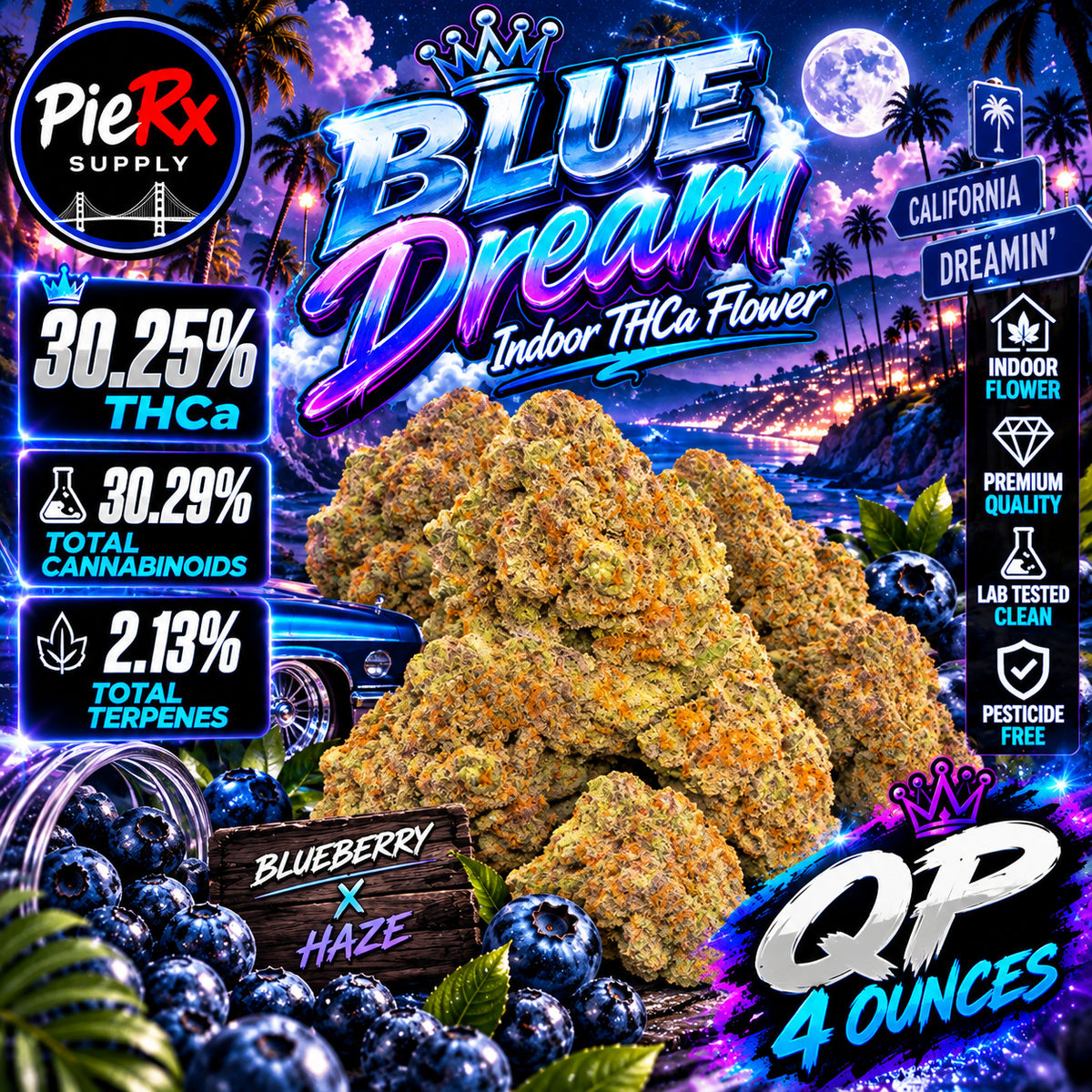 🫐 Blue Dream Indoor THCa Flower – 30.25% THCa | Premium QP (4 ounces) 💎🌿