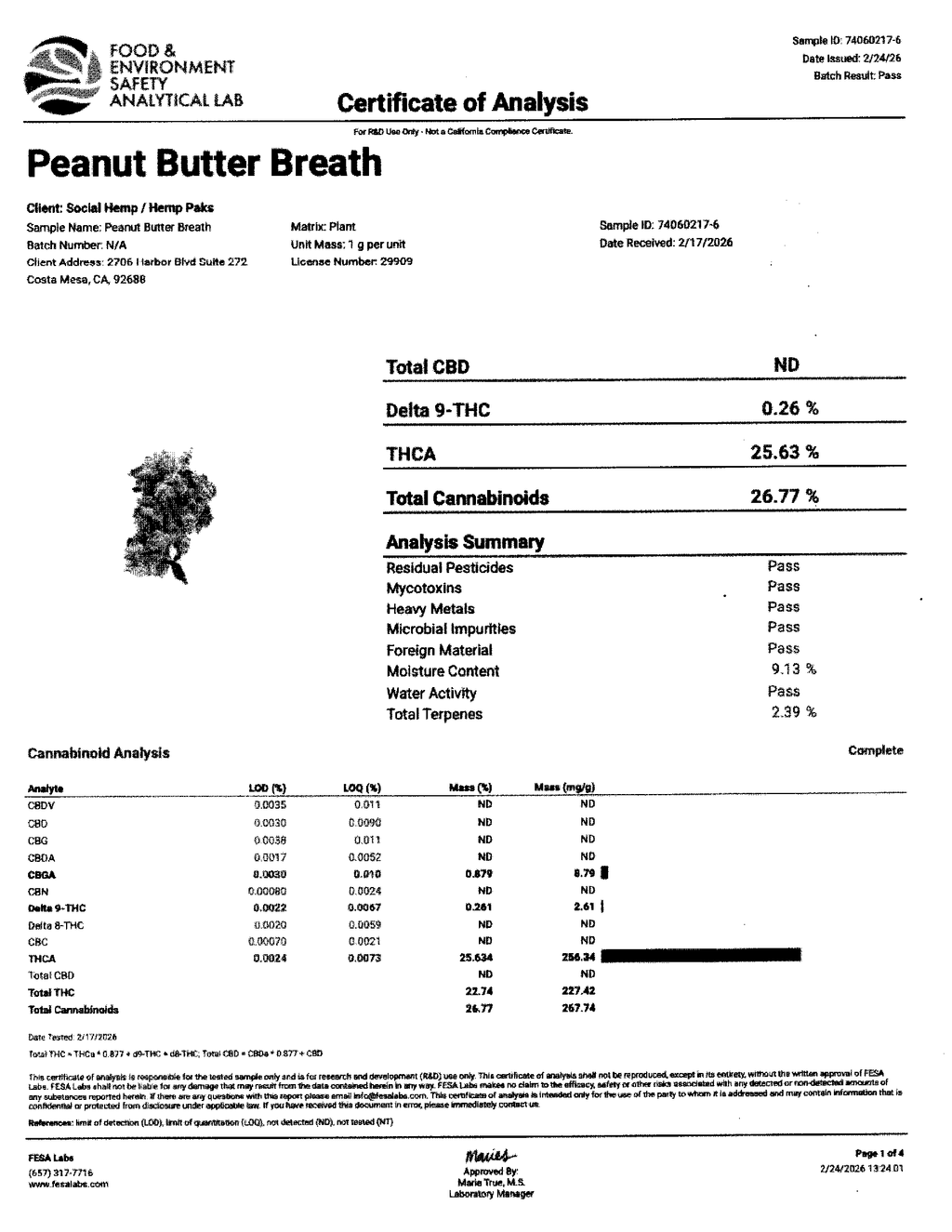 🥜 Peanut Butter Breath (PB Breath) THCa Flower | 26.77% THCa | Premium Hybrid | 28g/QP