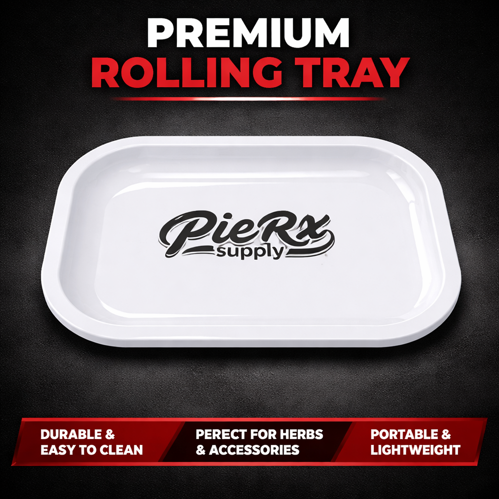 PieRx Supply White Metal Rolling Tray – Durable Lightweight Rolling Tray | Smooth Surface, Easy Clean, Travel-Friendly Design