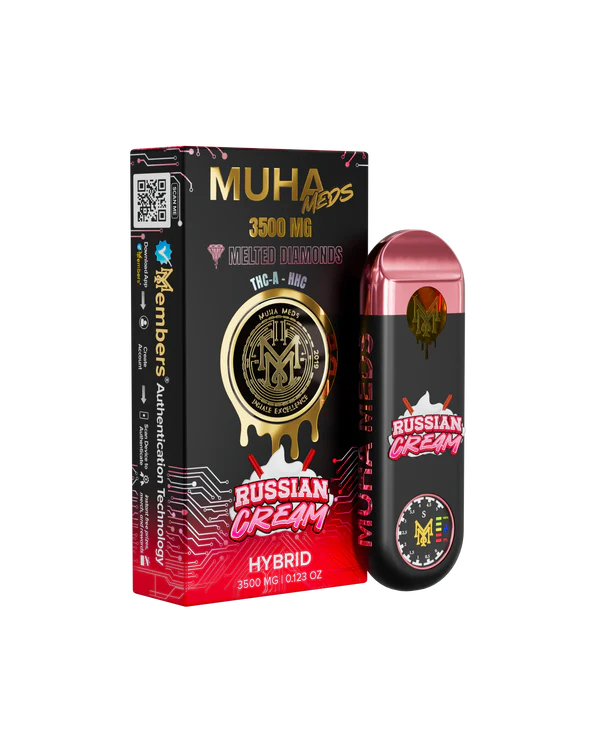 Muha Meds Russian Cream 3.5g Melted Diamonds Disposable 🥛💎 | 3.5ML Vape | Indica-Dominant | Creamy Dessert Terps