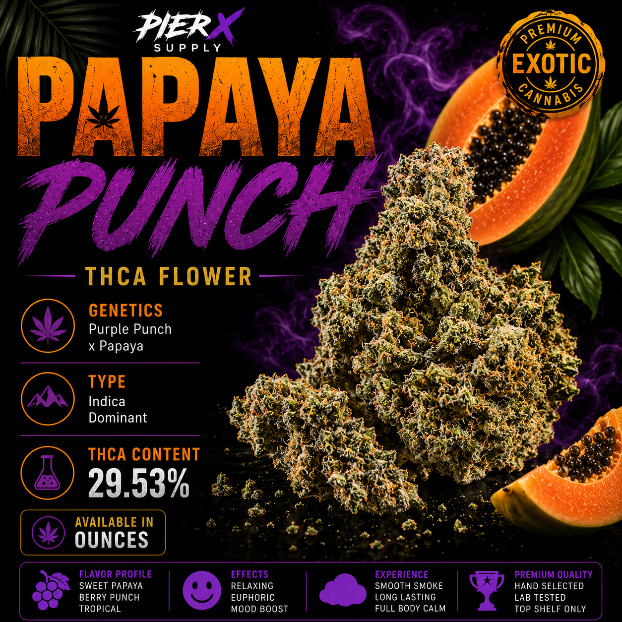 Papaya Punch THCa Flower (Indica) | Premium Exotic 28g