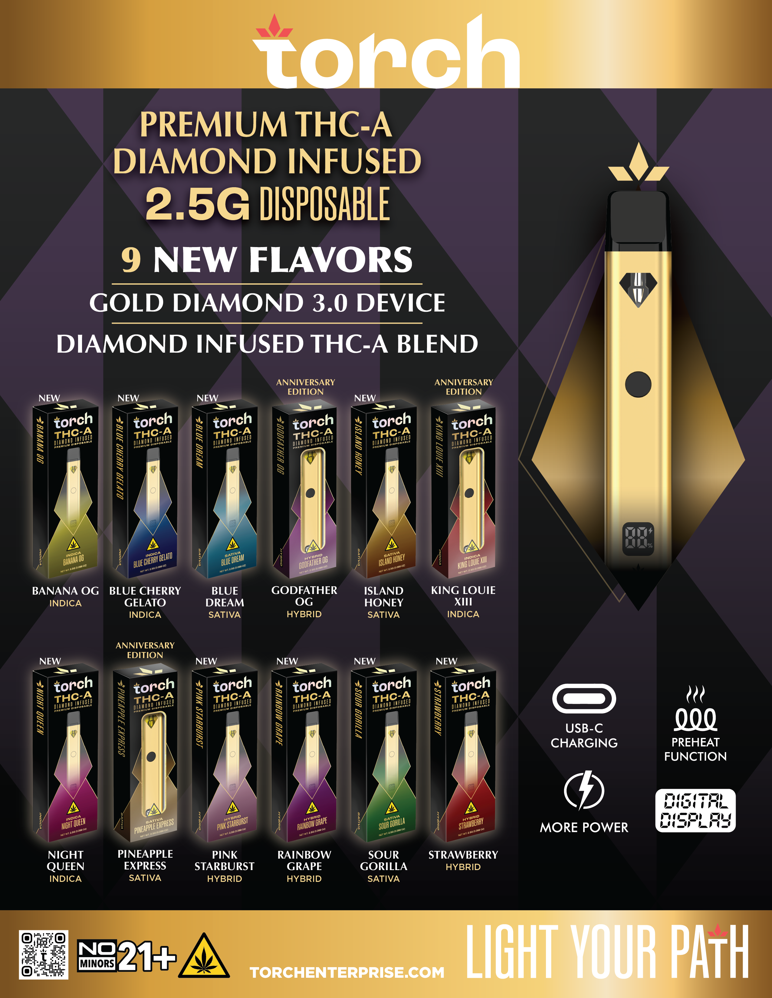 Torch THCa Diamond Infused 2.5g Disposable Vape | 6 Different Options